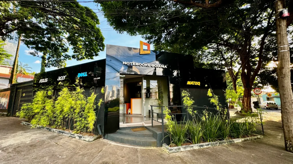 Fachada da loja Notebooks Goiânia no Jardim América — assistência técnica especializada em MacBook e iMac